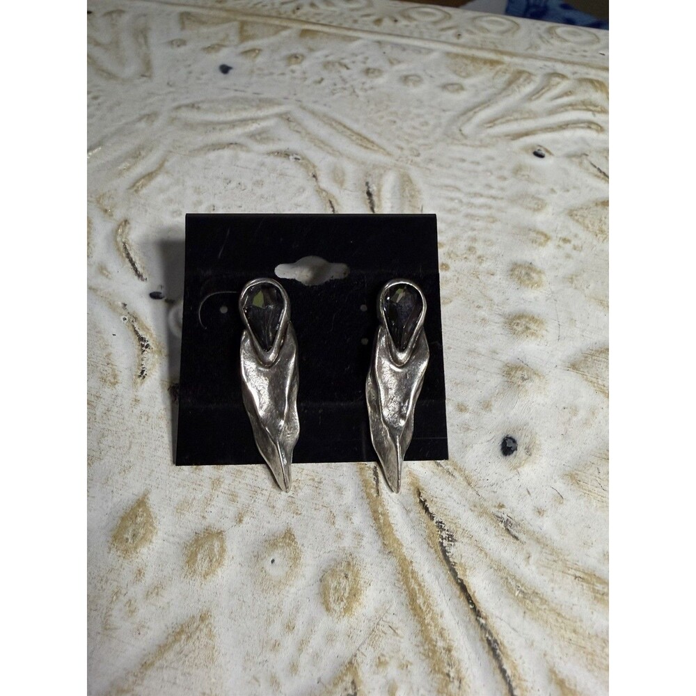 Chanour Pewter Smoky Crystal Earrings